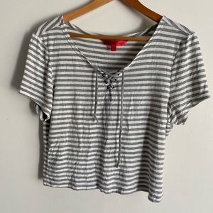 Striped lace up shirt